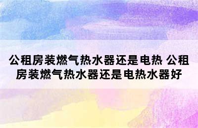 公租房装燃气热水器还是电热 公租房装燃气热水器还是电热水器好